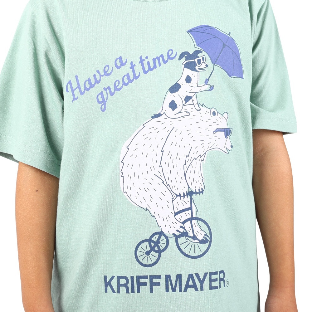 クリフメイヤー（KRIFF MAYER）（キッズ）ジュニア 半袖Tシャツ アニマルTシャツ クマ&犬 2247837K-70:SAX サックス
