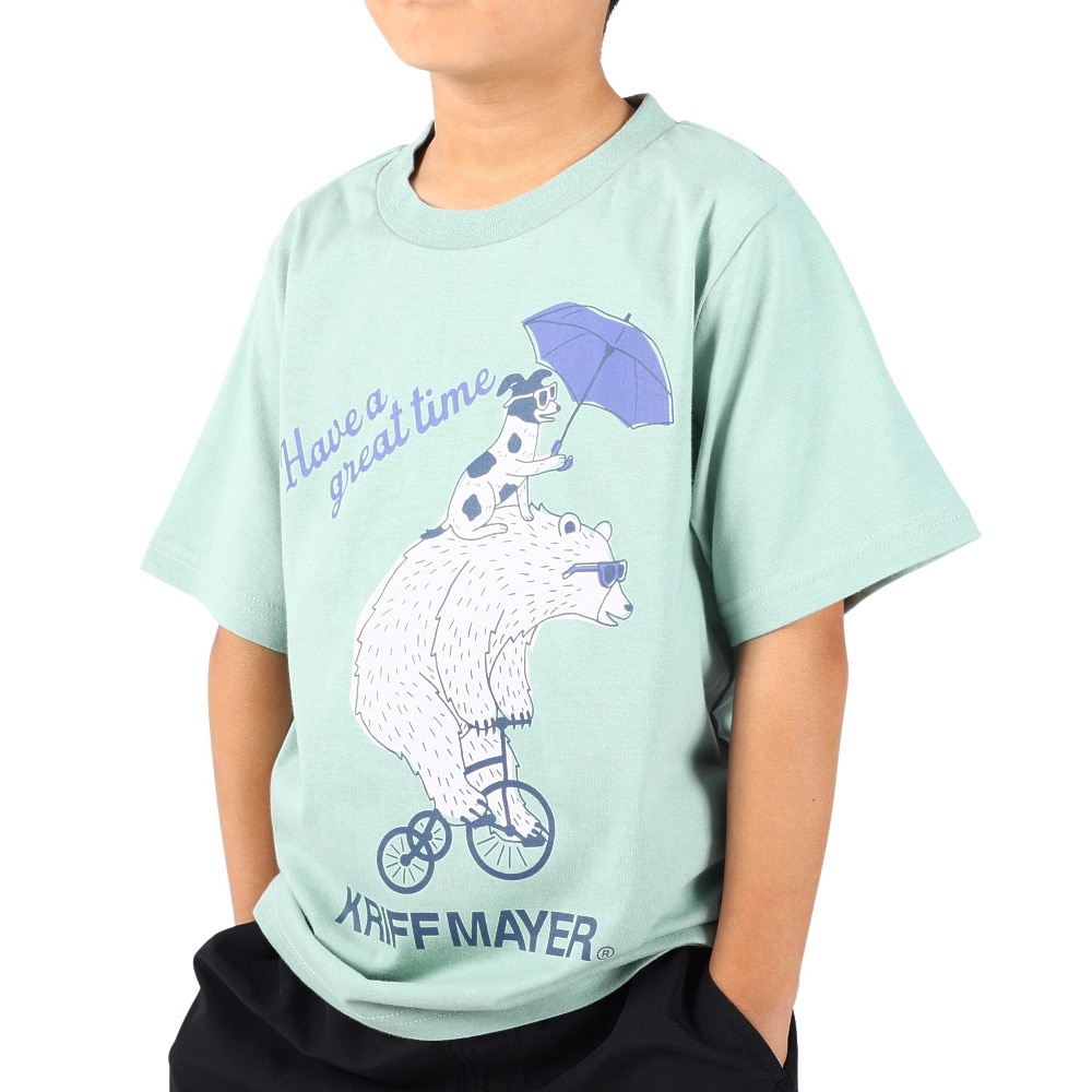 クリフメイヤー（KRIFF MAYER）（キッズ）ジュニア 半袖Tシャツ アニマルTシャツ クマ&犬 2247837K-70:SAX サックス