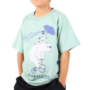 (キッズ)ジュニア 半袖Tシャツ アニマルTシャツ クマ&犬 2247837K-70:SAX サックス