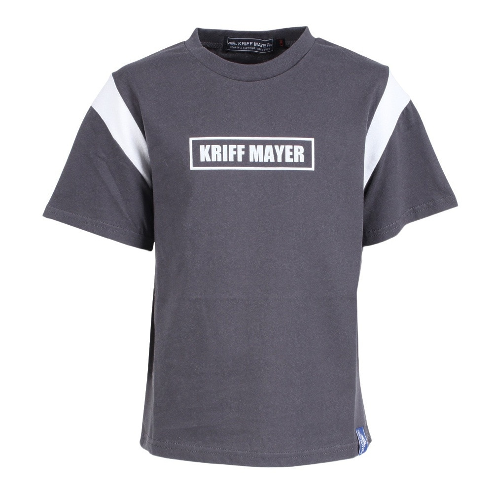 クリフメイヤー（KRIFF MAYER）（キッズ）ジュニア 半袖Tシャツ 楽LUCK-TEE 肩切替 2249302K-17:CHARCOAL チャコールグレー