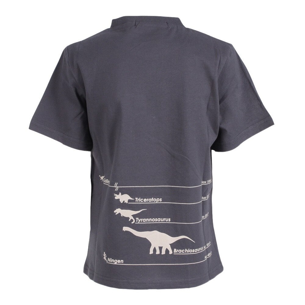 クリフメイヤー（KRIFF MAYER）（キッズ）ジュニア 半袖Tシャツ 楽LUCK-TEE 恐竜 2249303K-17:CHARCOAL チャコールグレー