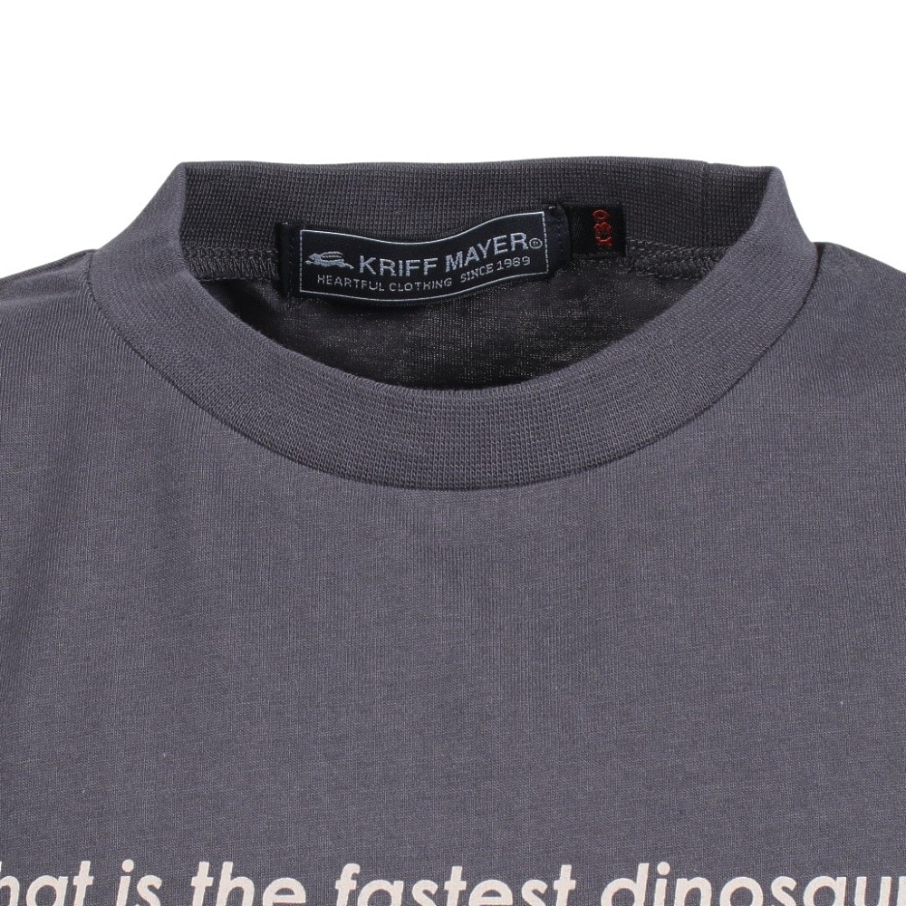 クリフメイヤー（KRIFF MAYER）（キッズ）ジュニア 半袖Tシャツ 楽LUCK-TEE 恐竜 2249303K-17:CHARCOAL チャコールグレー