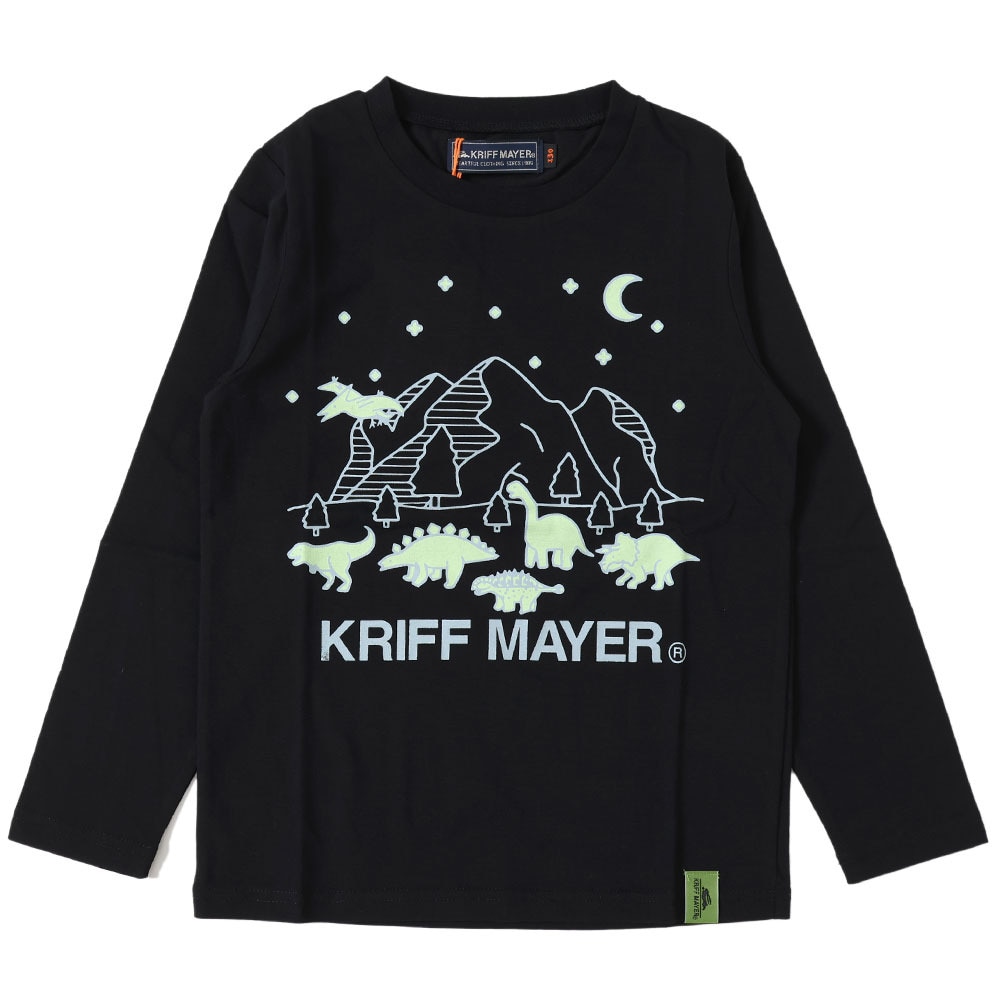 クリフメイヤー（KRIFF MAYER）（キッズ）ジュニア Tシャツ 長袖 UVさらすべ蓄光白亜ロンT 2337844K-19:BLACK ブラック UVケア