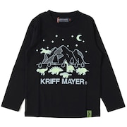 (キッズ)ジュニア Tシャツ 長袖 UVさらすべ蓄光白亜ロンT 2337844K-19:BLACK ブラック UVケア