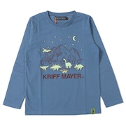 (キッズ)ジュニア Tシャツ 長袖 UVさらすべ蓄光白亜ロンT 2337844K-70:SAX サックス UVケア