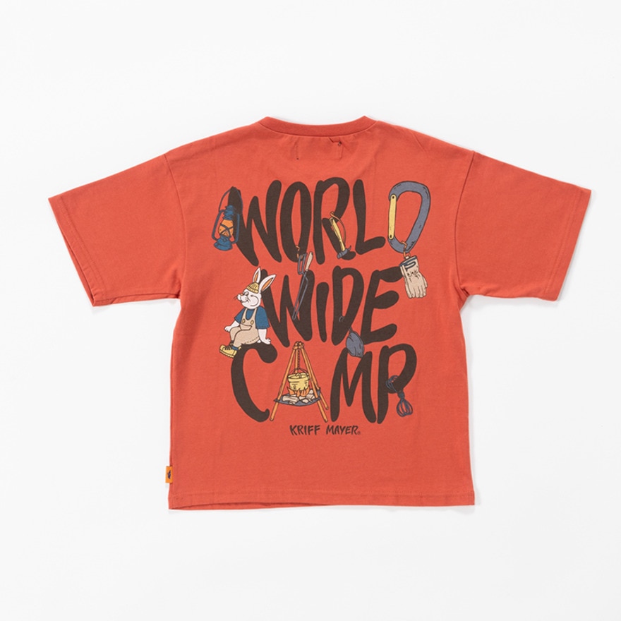 クリフメイヤー（KRIFF MAYER）（キッズ）ジュニア 半袖Tシャツ キャンプラビット バックプリントT 2347851K-35:RED レッド