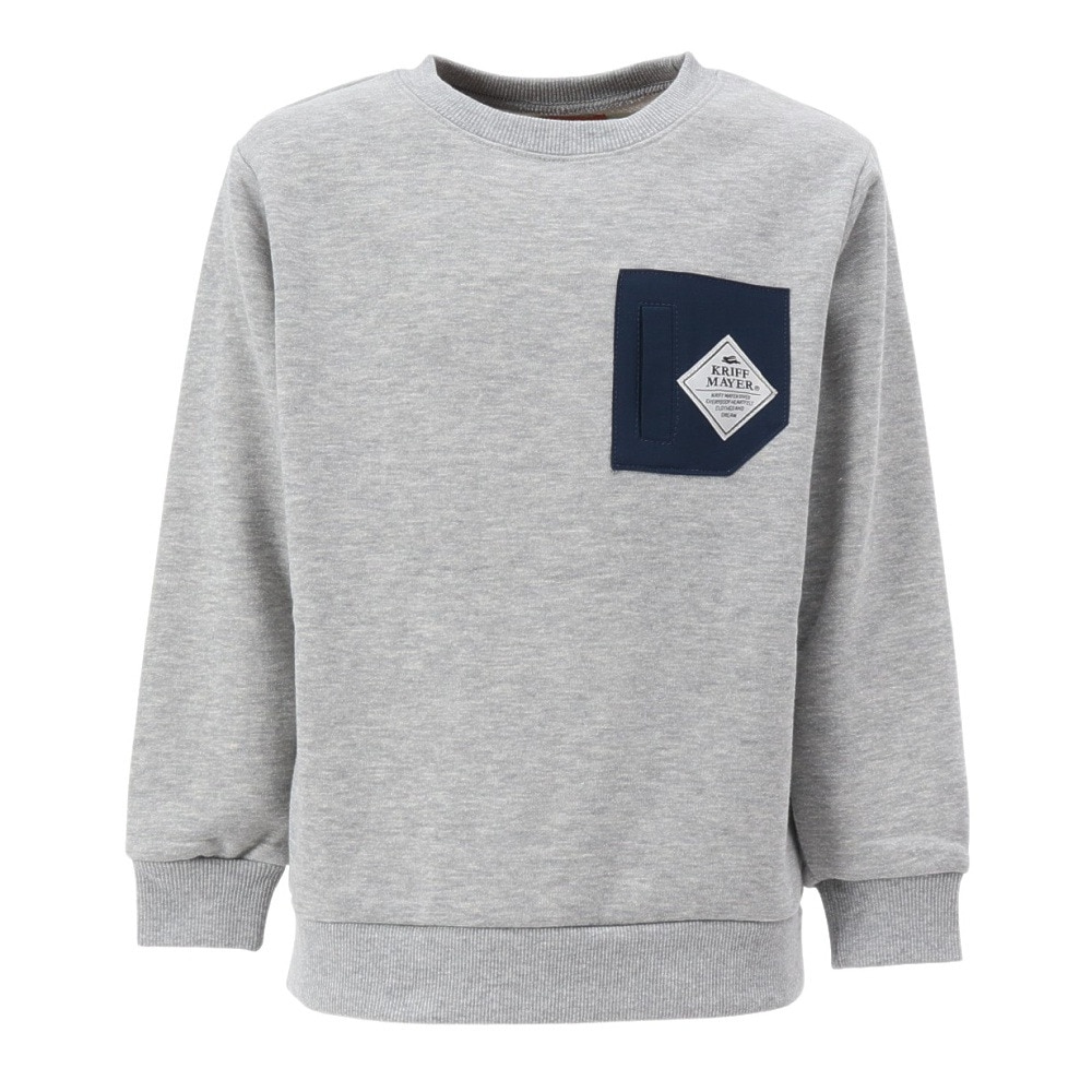 クリフメイヤー（KRIFF MAYER）（キッズ）ジュニア スウェット トレーナー ヤマロゴ ポケクルー 2417862K:15:GRAY グレー バックプリント