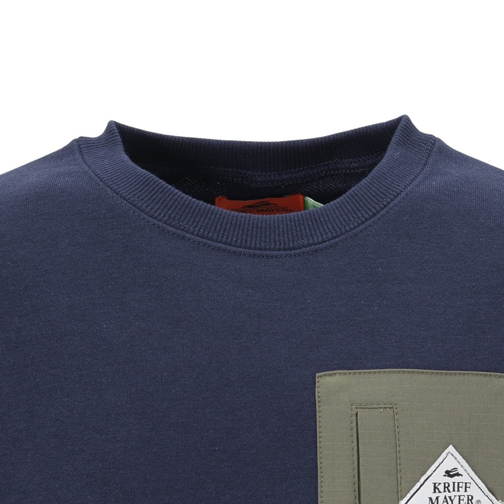 クリフメイヤー（KRIFF MAYER）（キッズ）ジュニア スウェット トレーナー ヤマロゴ ポケクルー 2417862K:79:NAVY ネイビー バックプリント