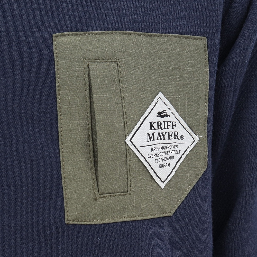 クリフメイヤー（KRIFF MAYER）（キッズ）ジュニア スウェット トレーナー ヤマロゴ ポケクルー 2417862K:79:NAVY ネイビー バックプリント