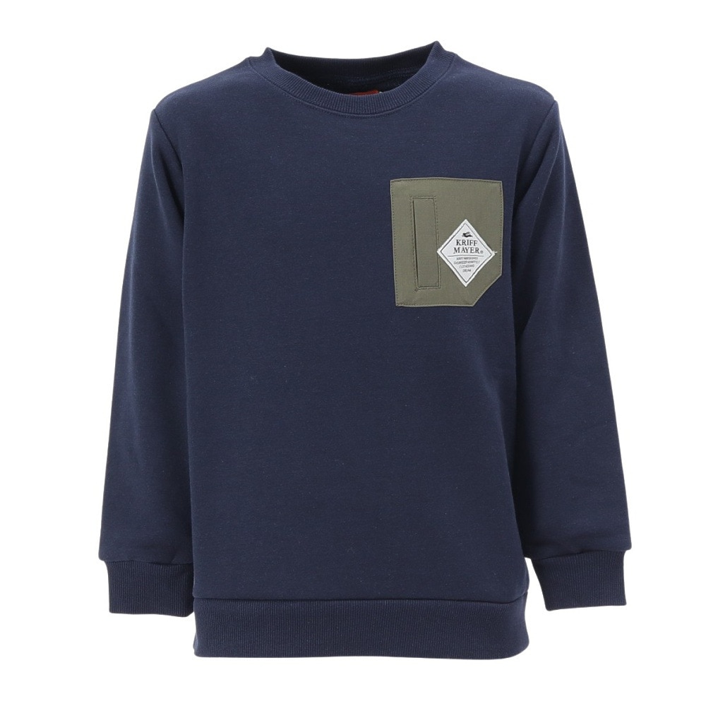 クリフメイヤー（KRIFF MAYER）（キッズ）ジュニア スウェット トレーナー ヤマロゴ ポケクルー 2417862K:79:NAVY ネイビー バックプリント
