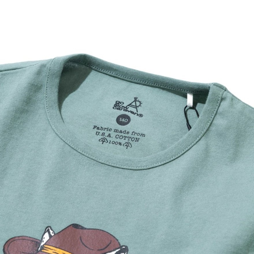 ゴースローキャラバン（GOSLOWCARAVAN）（キッズ）ジュニア USA COTTON バンジョー猫 半袖Tシャツ 361923 GRN