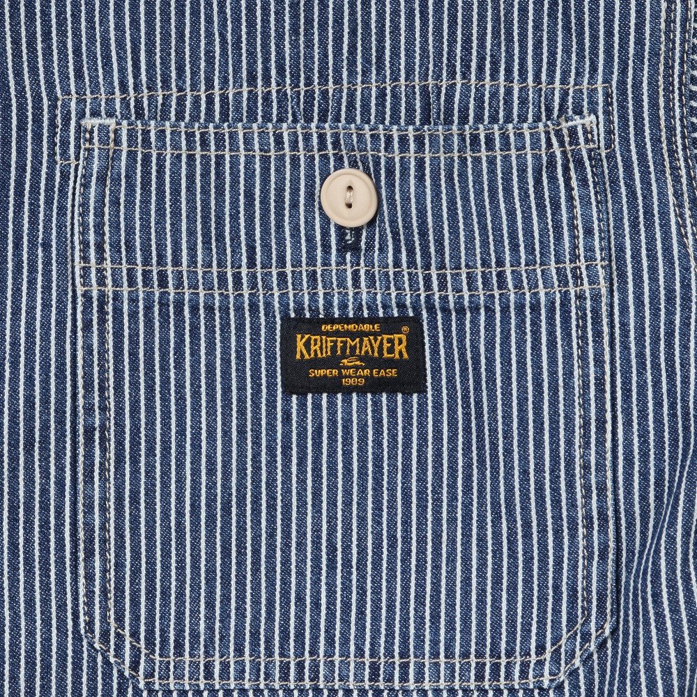 クリフメイヤー（KRIFF MAYER）（キッズ）ジュニア ワークステッチデニムシャツ J2545129:1571:NAVY-STRP