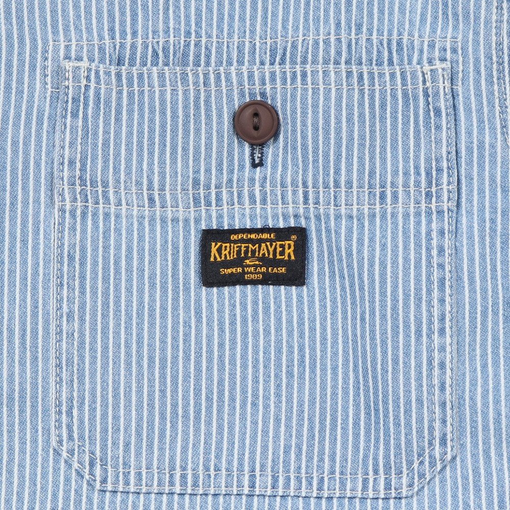 クリフメイヤー（KRIFF MAYER）（キッズ）ジュニア ワークステッチデニムシャツ J2545129:1669:BLUE-STRP