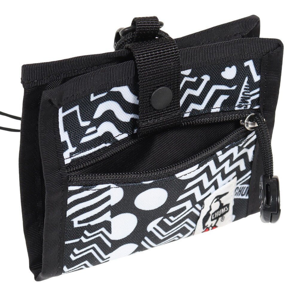 チャムス（CHUMS）（メンズ）カードケース リサイクルIDカードマネーホルダー CH60-3578-Z269 ブラック×ホワイト クリアポケット ストラップ付