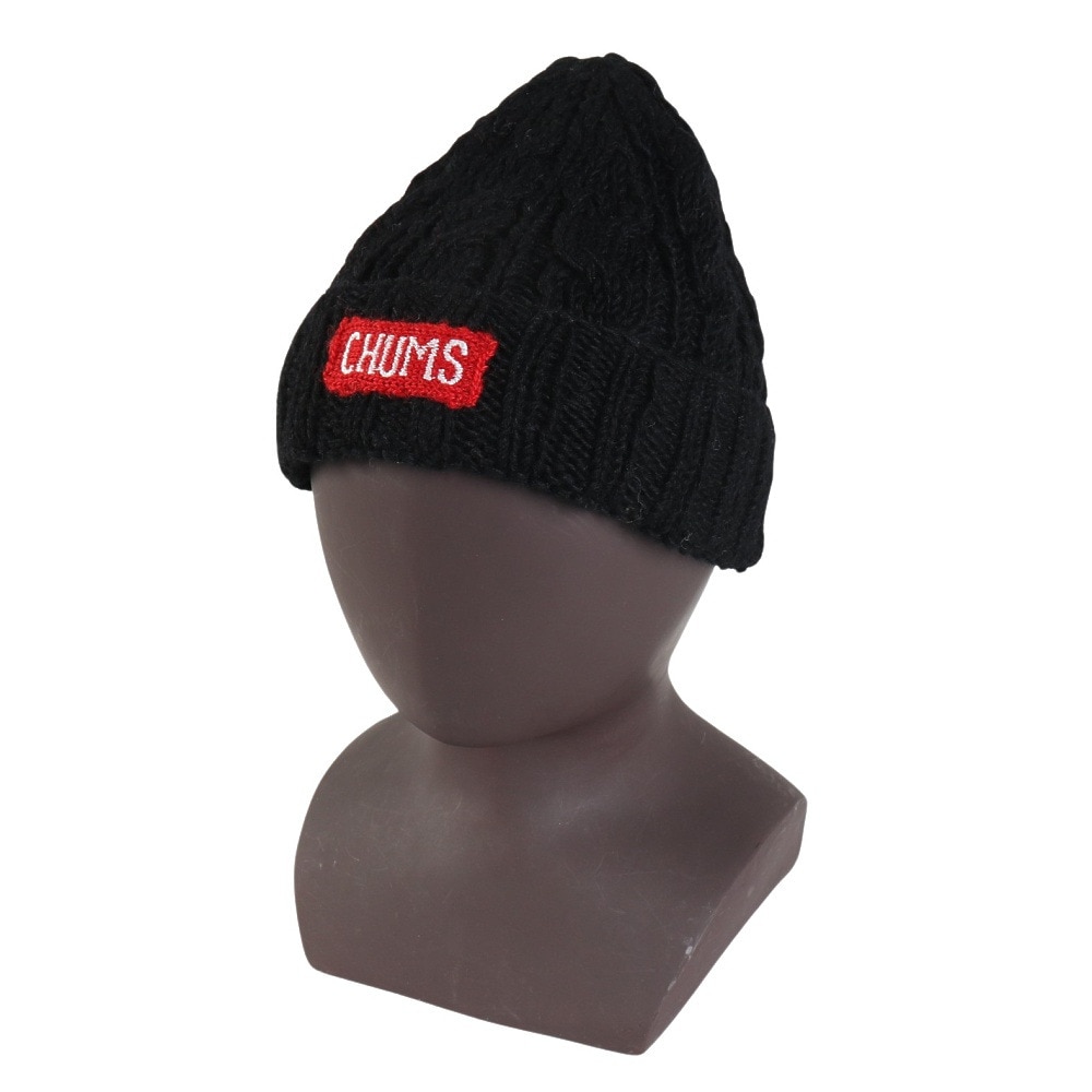 チャムス（CHUMS）（メンズ、レディース）ニット帽 ニットキャップ ネパールニットワッチ CH05-1397-K001 ブラック ウール100％ ケーブル編み