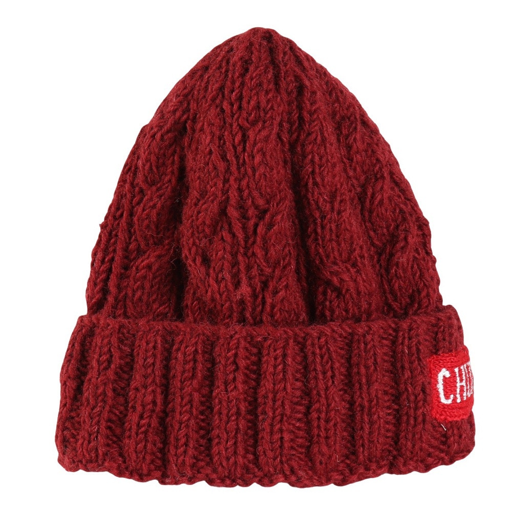 チャムス（CHUMS）（メンズ、レディース）ニット帽 ニットキャップ ネパールニットワッチ CH05-1397-R026 エンジ ウール100％ ケーブル編み
