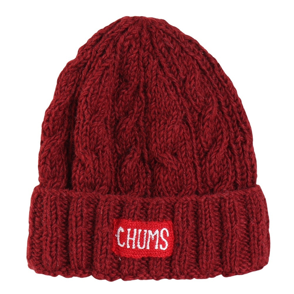 チャムス（CHUMS）（メンズ、レディース）ニット帽 ニットキャップ ネパールニットワッチ CH05-1397-R026 エンジ ウール100％ ケーブル編み
