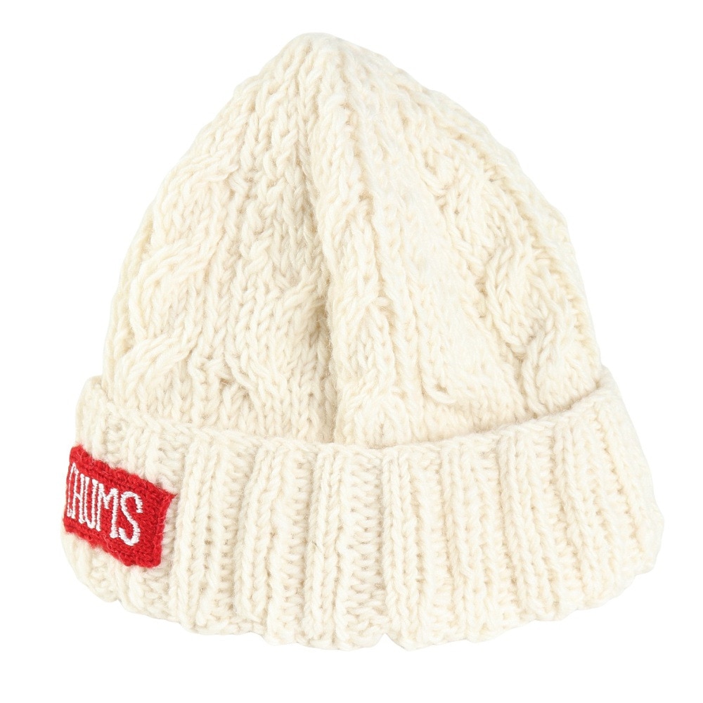 チャムス（CHUMS）（メンズ、レディース）ニット帽 ニットキャップ ネパールニットワッチ CH05-1397-W004 ホワイト ウール100％ ケーブル編み