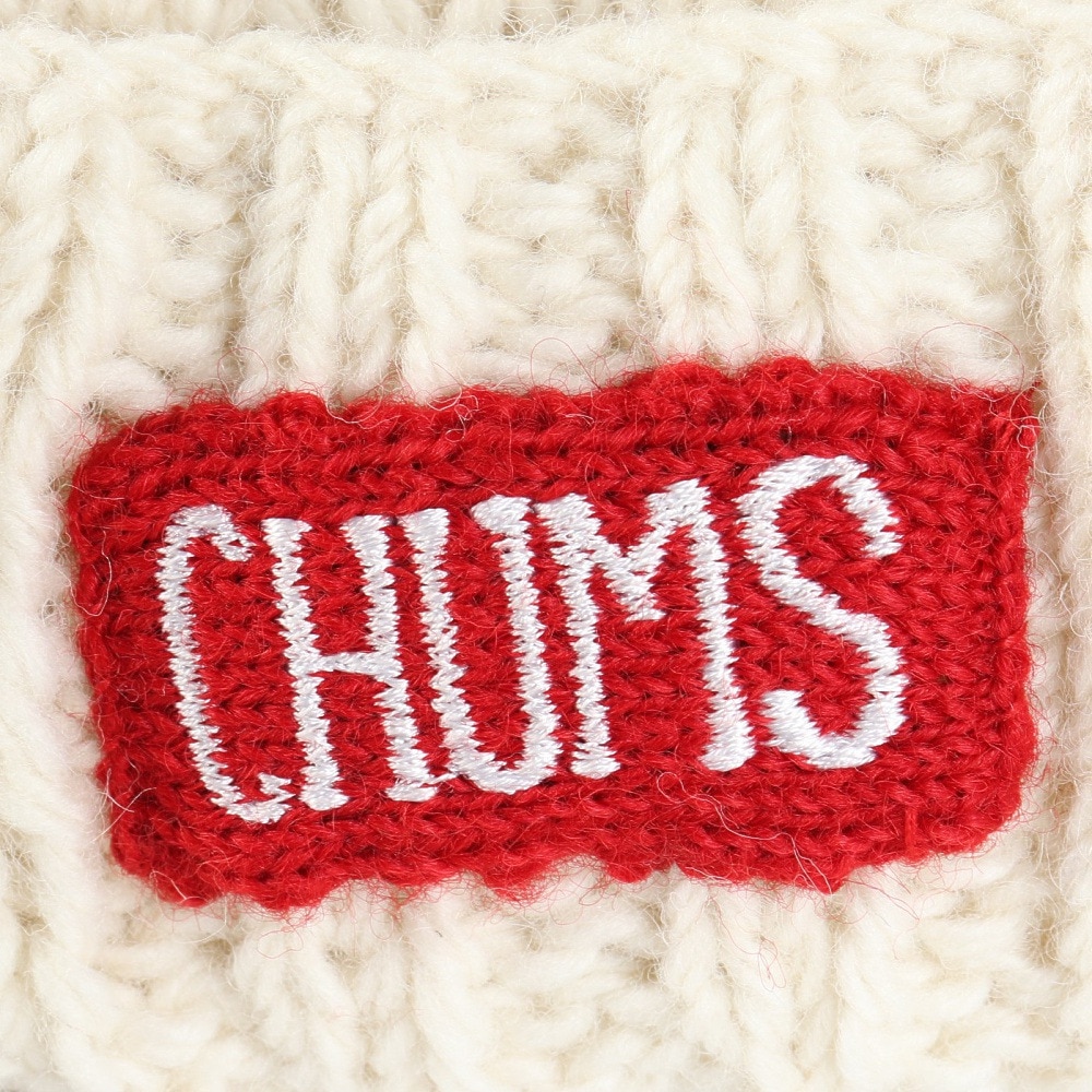 チャムス（CHUMS）（メンズ、レディース）ニット帽 ニットキャップ ネパールニットワッチ CH05-1397-W004 ホワイト ウール100％ ケーブル編み