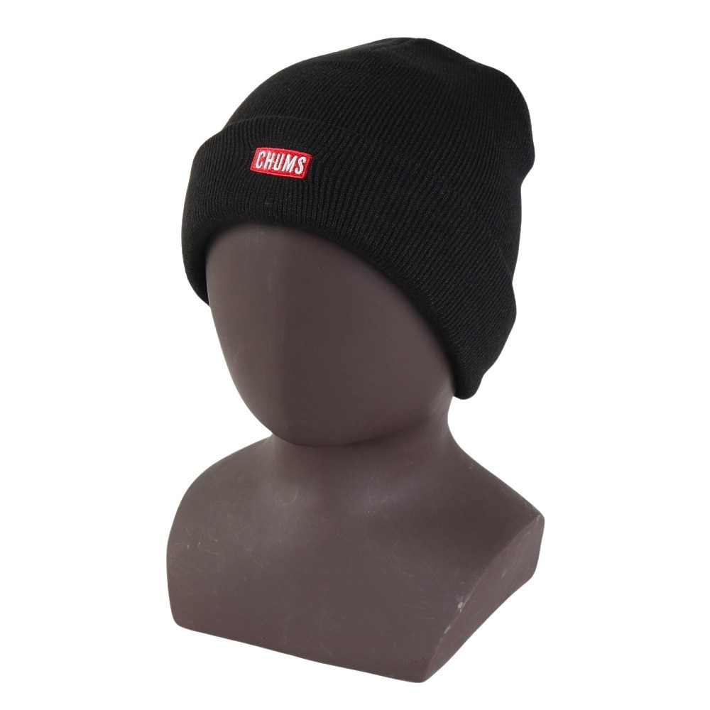 チャムス（CHUMS）（メンズ、レディース）ニット帽 チャムスロゴショートニットキャップ CH05-1402-K001 ブラック オールシーズン ユニセックス