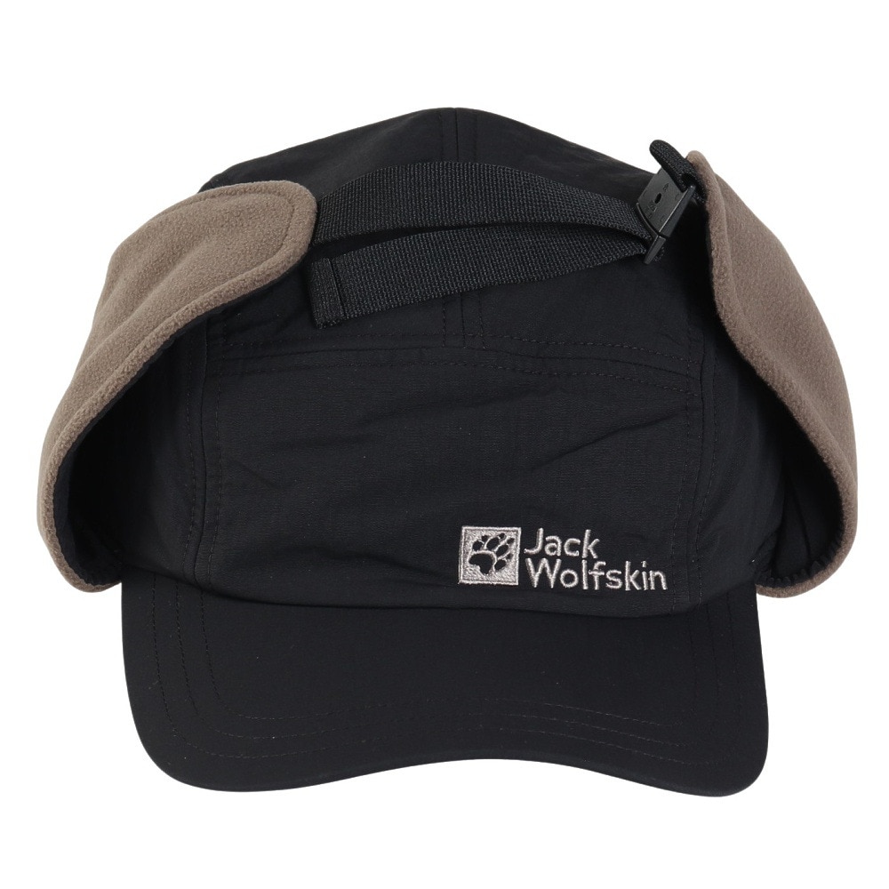ジャックウルフスキン（JackWolfskin）（メンズ、レディース）耳当て付き帽子 キャップ タスラン ドッグイヤーキャップ A63232-6000 ブラック ユニセックス