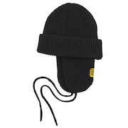 (メンズ、レディース)ニット帽 ニットキャップ  2WAY YARN イヤーフラップビーニー K381-900 ブラック 汚れにくい