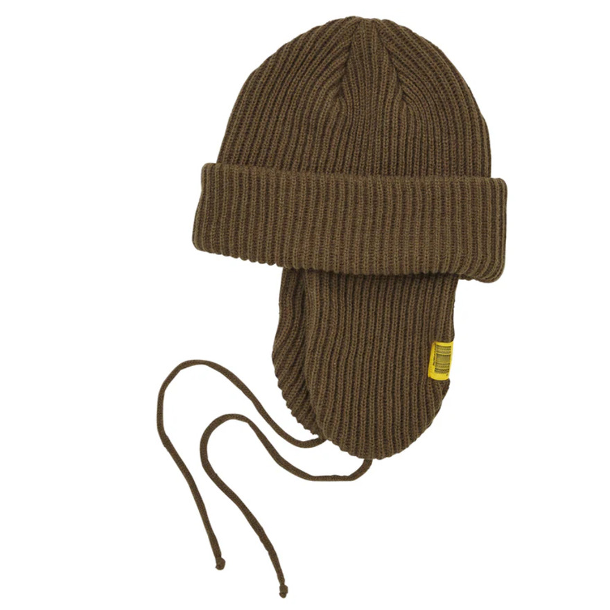キウ（Kiu）（メンズ、レディース）ニット帽 ニットキャップ  2WAY YARN イヤーフラップビーニー K381-906 カーキ 汚れにくい