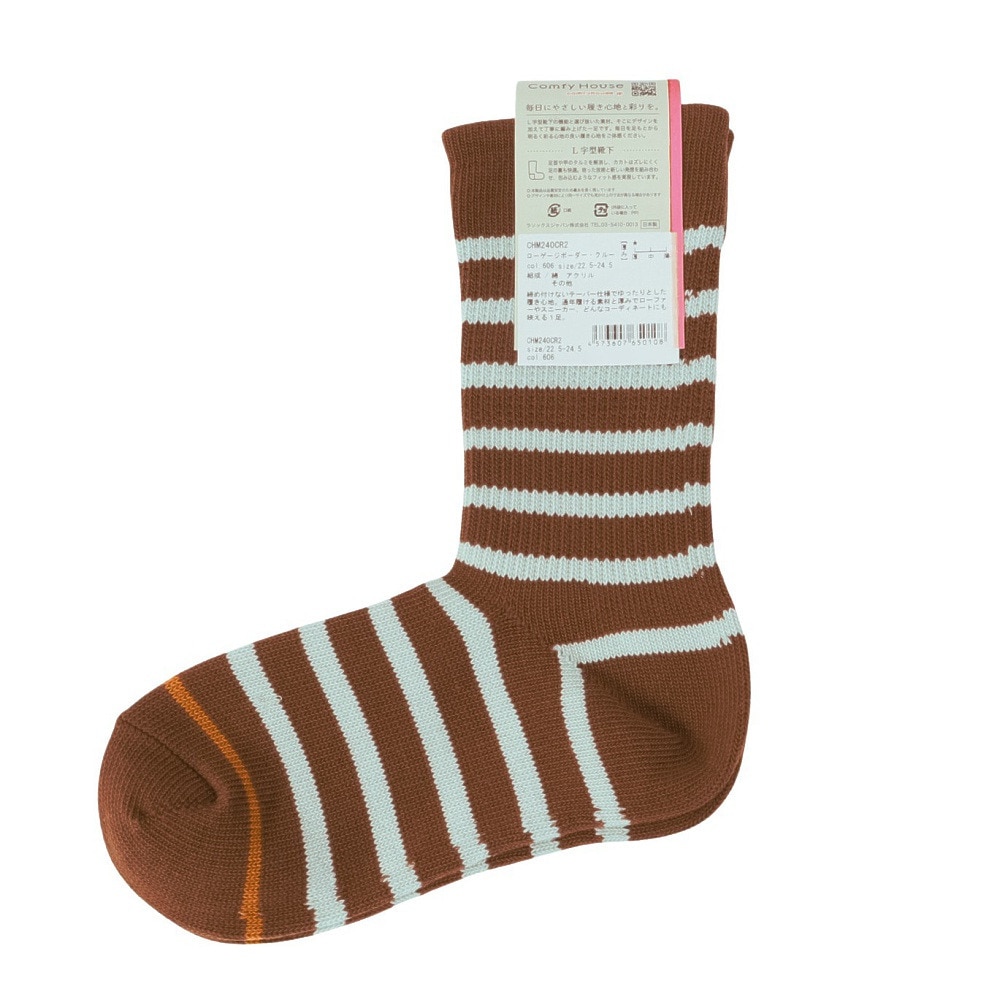 コンフィーハウス（Comfy House）（レディース）ローゲージボーダー・クルー ソックス CHM240CR2-606