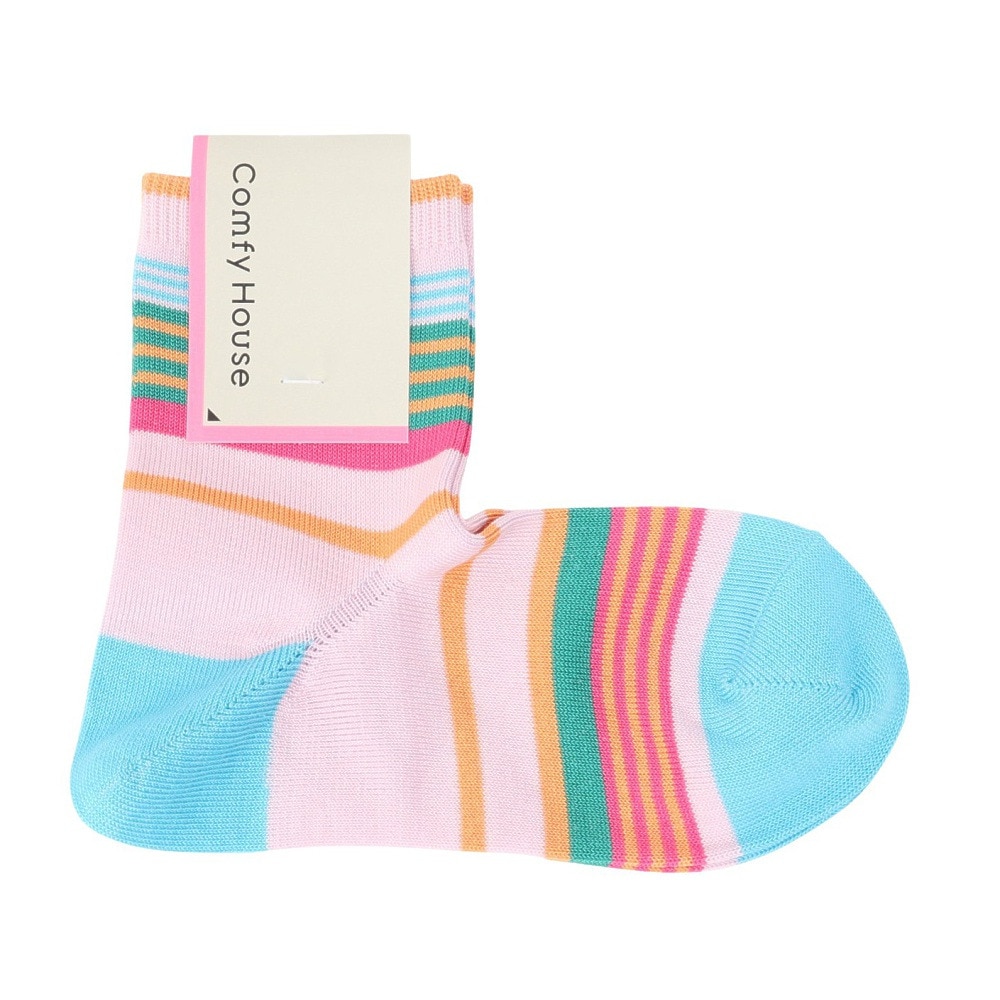コンフィーハウス（Comfy House）（レディース）ランダムボーダー・ロークルー ソックス CHM251LC1-300