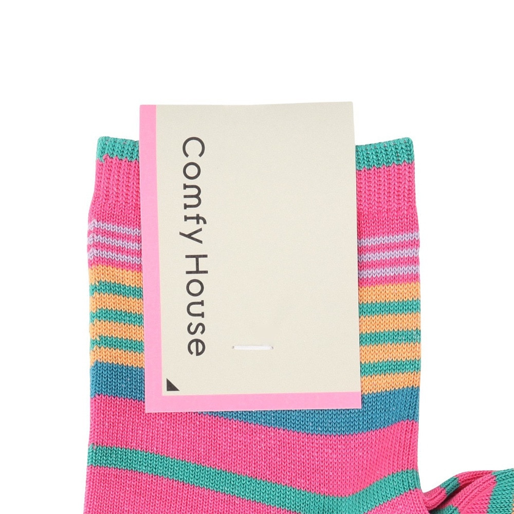コンフィーハウス（Comfy House）（レディース）ランダムボーダー・ロークルー ソックス CHM251LC1-303