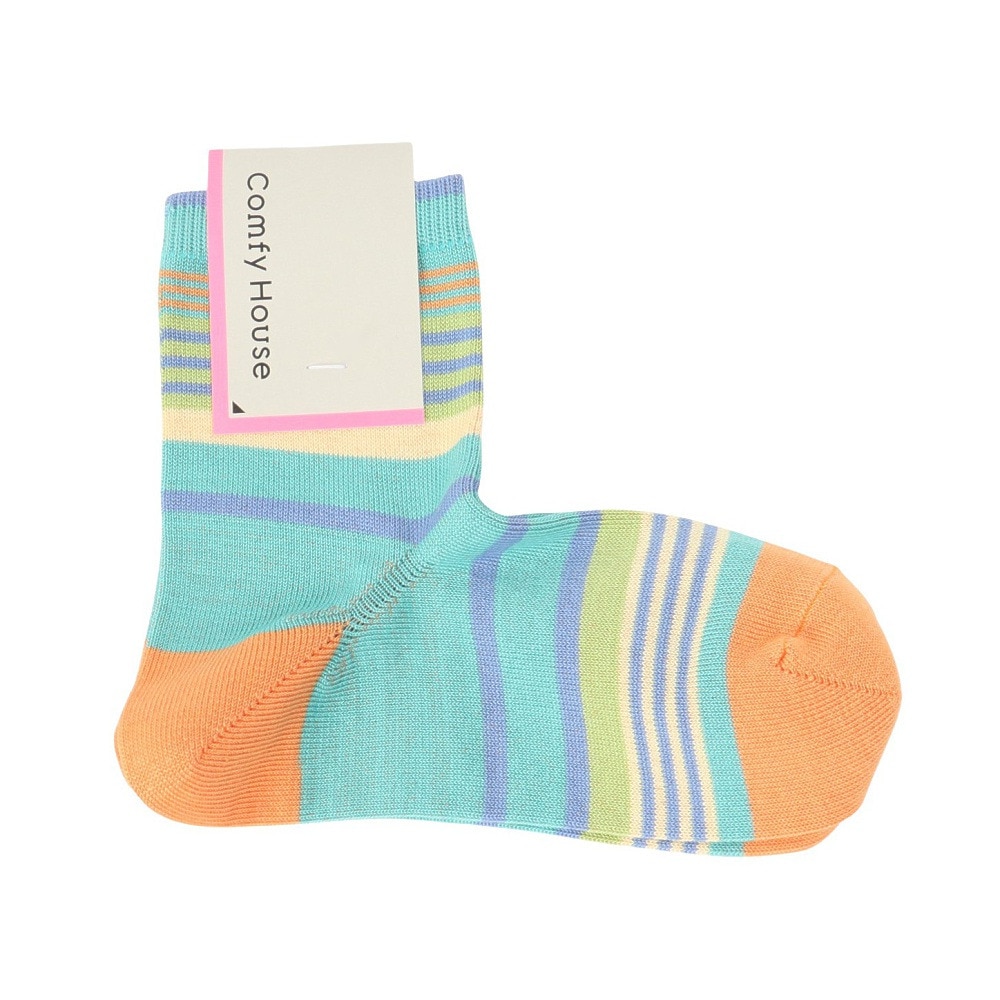 コンフィーハウス（Comfy House）（レディース）ランダムボーダー・ロークルー ソックス CHM251LC1-401