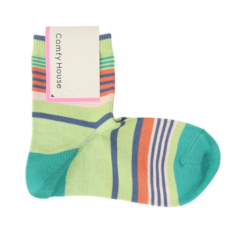 コンフィーハウス（Comfy House）（レディース）ランダムボーダー・ロークルー ソックス CHM251LC1-506