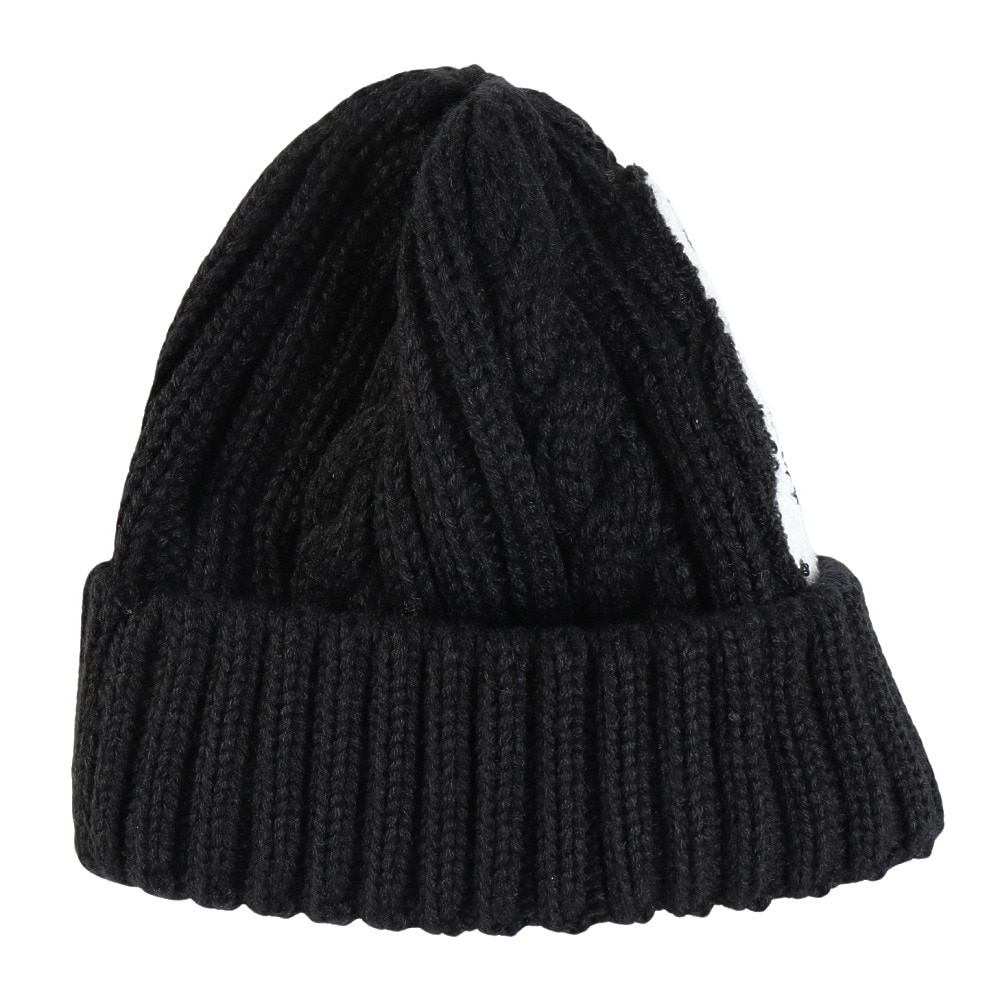 チャムス（CHUMS）（キッズ）ニット帽 ニットキャップ ブービーニットワッチ CH25-1065-K001 ブラック ケーブル編み ブービーロゴ ちくちくが少ない