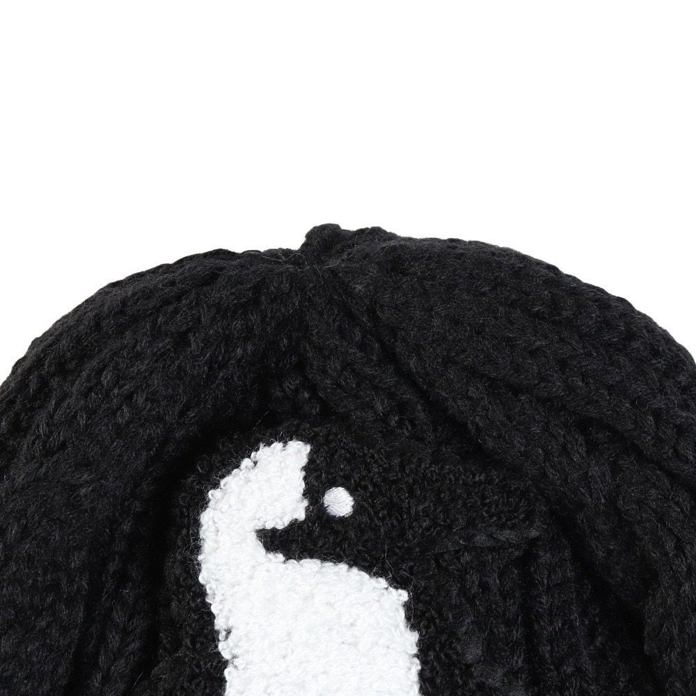 チャムス（CHUMS）（キッズ）ニット帽 ニットキャップ ブービーニットワッチ CH25-1065-K001 ブラック ケーブル編み ブービーロゴ ちくちくが少ない