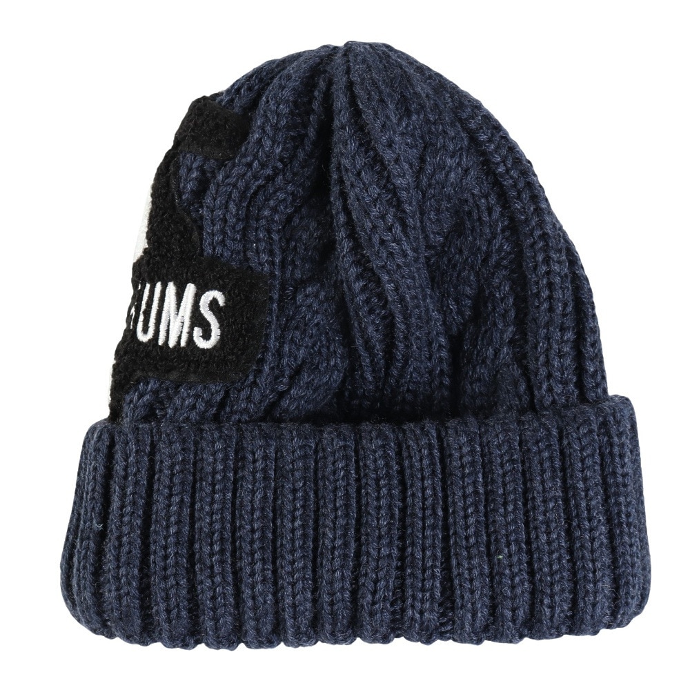 チャムス（CHUMS）（キッズ）ニット帽 ニットキャップ ブービーニットワッチ CH25-1065-N001 ネイビー ケーブル編み ブービーロゴ ちくちくが少ない