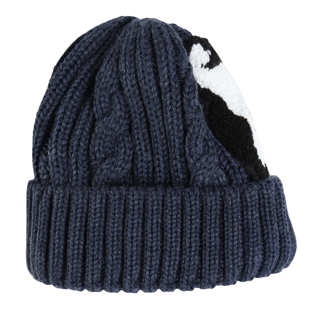 チャムス（CHUMS）（キッズ）ニット帽 ニットキャップ ブービーニットワッチ CH25-1065-N001 ネイビー ケーブル編み ブービーロゴ ちくちくが少ない
