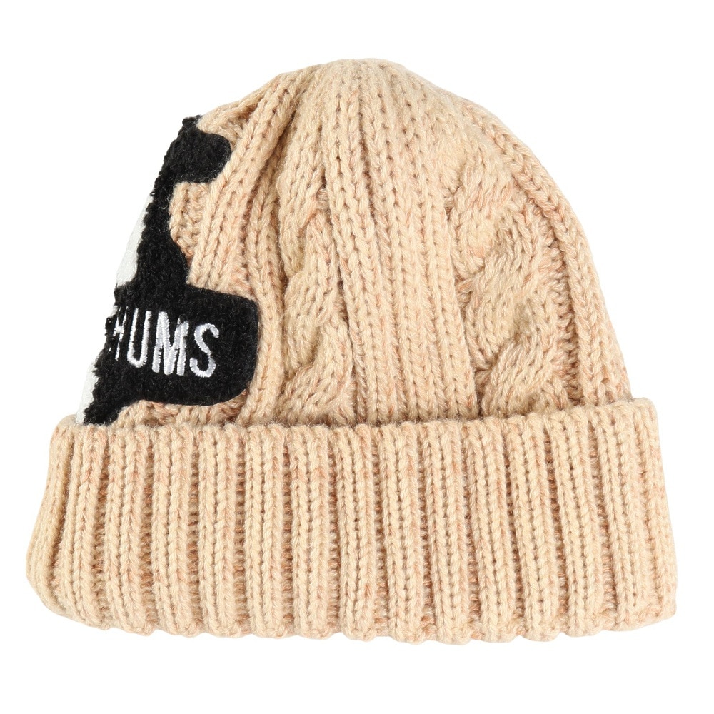 チャムス（CHUMS）（キッズ）ニット帽 ニットキャップ ブービーニットワッチ CH25-1065-W004 ホワイト ケーブル編み ブービーロゴ ちくちくが少ない