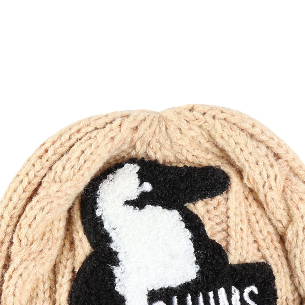 チャムス（CHUMS）（キッズ）ニット帽 ニットキャップ ブービーニットワッチ CH25-1065-W004 ホワイト ケーブル編み ブービーロゴ ちくちくが少ない