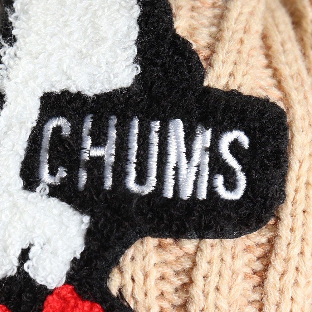 チャムス（CHUMS）（キッズ）ニット帽 ニットキャップ ブービーニットワッチ CH25-1065-W004 ホワイト ケーブル編み ブービーロゴ ちくちくが少ない