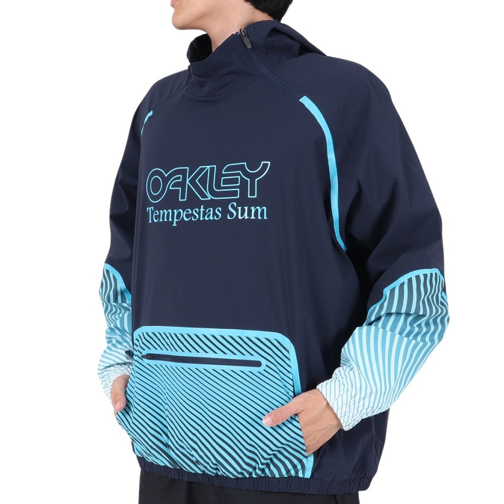 【美品】OAKLEY オークリー　プリントロゴ入り　ナイロン×メッシュジャンパー