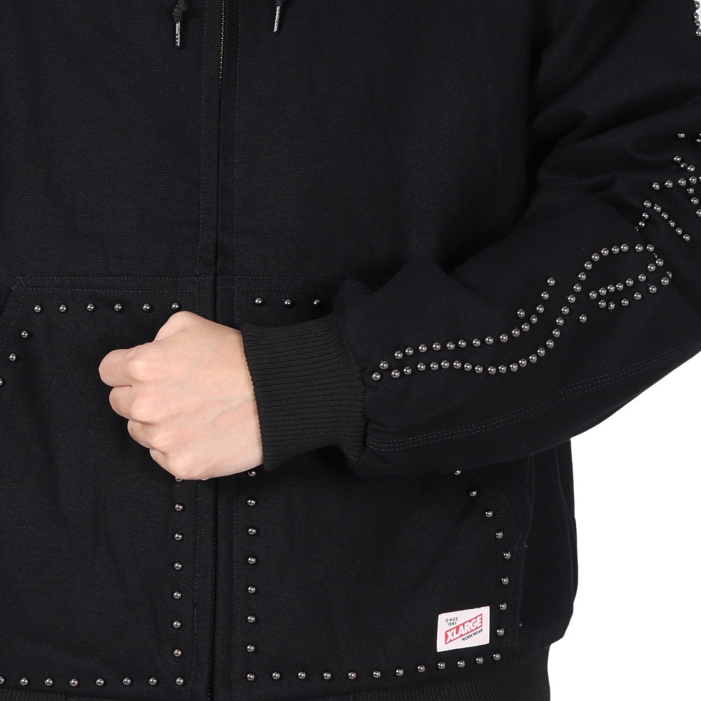 エクストララージ（XLARGE）（メンズ）STUDDED フーディー ワークジャケット 101243021008-BLACK