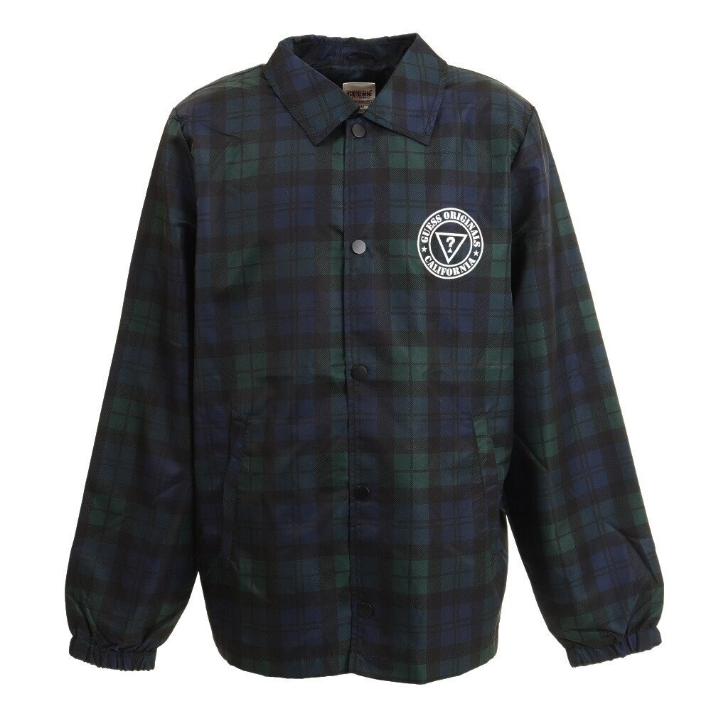 GUESS（メンズ）メンズ チェックコーチジャケット M1BN06W79H1GRMU