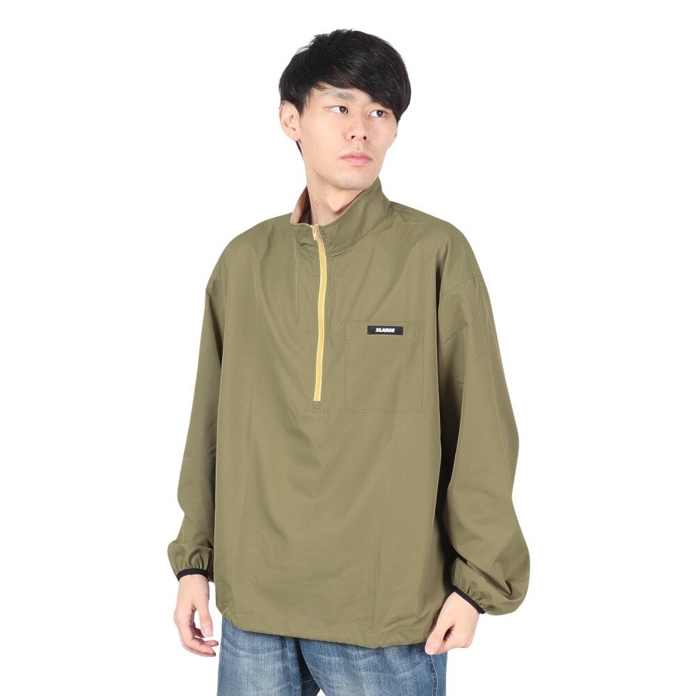 エクストララージ（XLARGE）（メンズ）ナイロン ハーフジップ ジャケット 101221021007-OLIVE