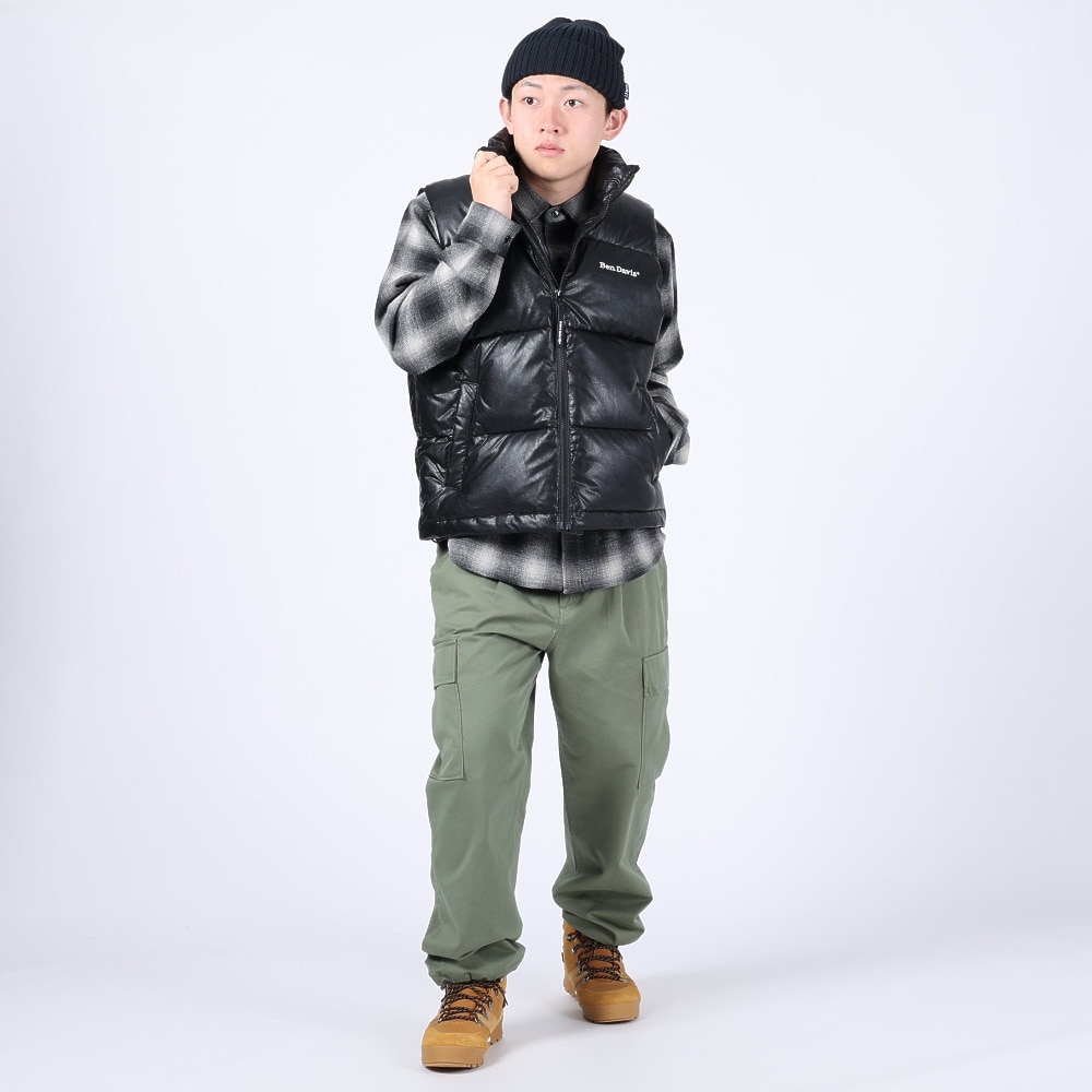 ベンデイビス（BEN DAVIS）（メンズ）FAUX LEATHER PUFFER ベスト 23780038-01BLK