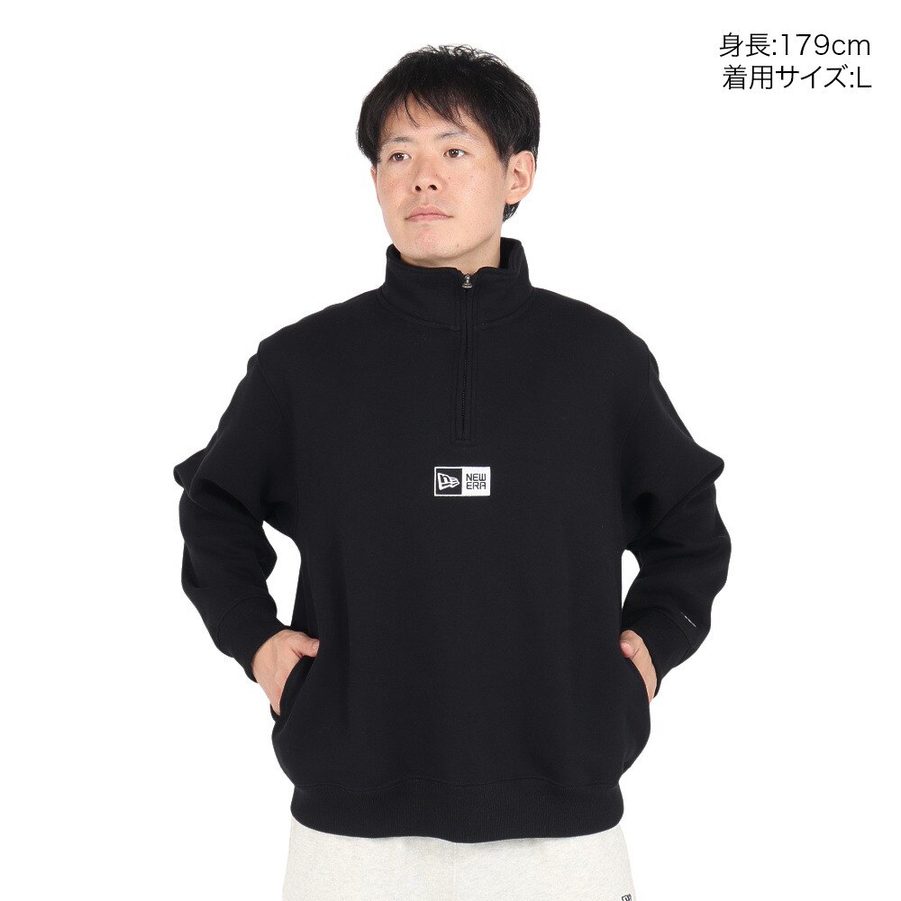 ニューエラ（NEW ERA）（メンズ、レディース）裏起毛 オーバーサイズド スウェット ハーフジップ ボックスロゴ 14324665