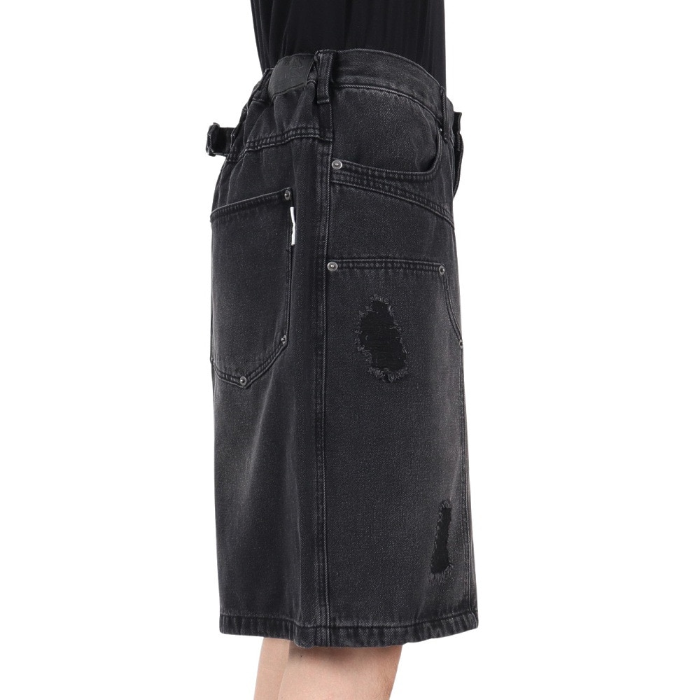 PLES MAKERS（PLES MAKERS）（メンズ）ダブルニーダメージデニムショーツ 25155001-BLK
