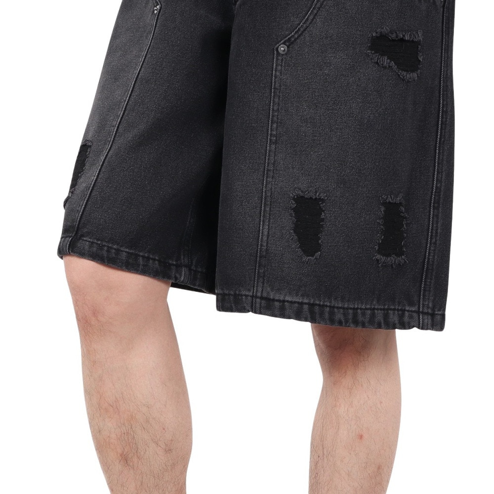 PLES MAKERS（PLES MAKERS）（メンズ）ダブルニーダメージデニムショーツ 25155001-BLK