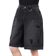(メンズ)ダブルニーダメージデニムショーツ 25155001-BLK