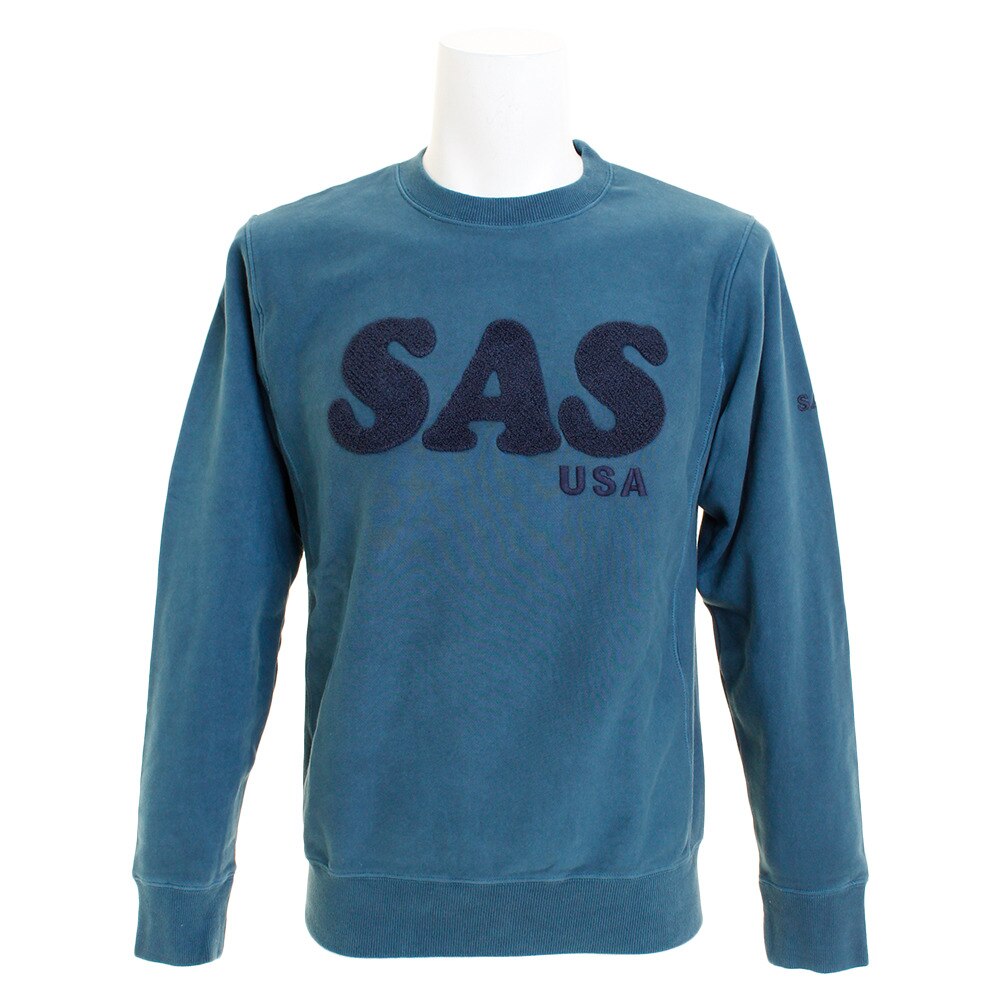  【ポイント15倍】【多少の傷汚れありの為大奉仕】サガラ刺繍ロゴトレーナー SAS1826502-4-BLU オンライン価格