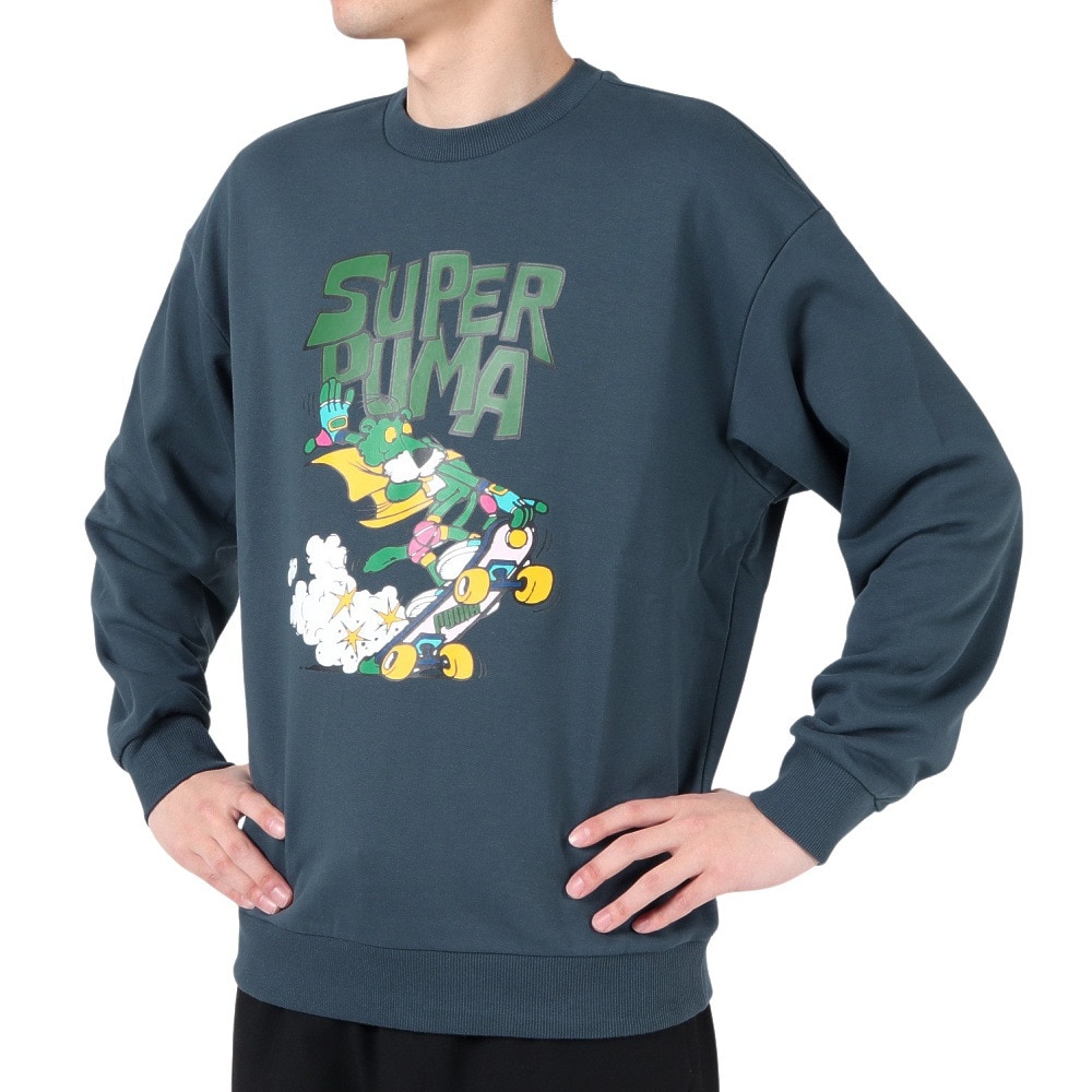 プーマ（PUMA）（メンズ）SUPER PUMA クルースウェット 674807 16 NVY